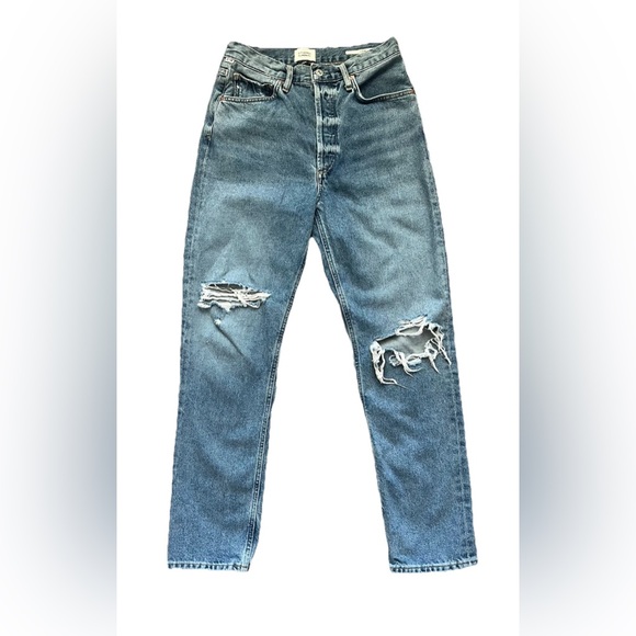 Citizen of Humanity Sabine Blue High Waist Ripped Straight Leg Jeans US27 (0760) - Picture 2 of 14